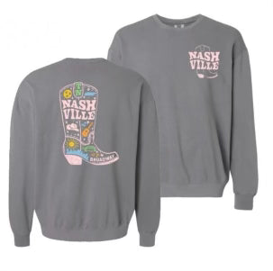 Boot Collage Comfort Color Crewneck - Nashville Collection