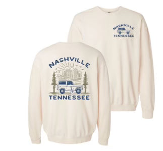 Bronco Skyline Ivory Comfort Color Crewneck - Nashville Collection