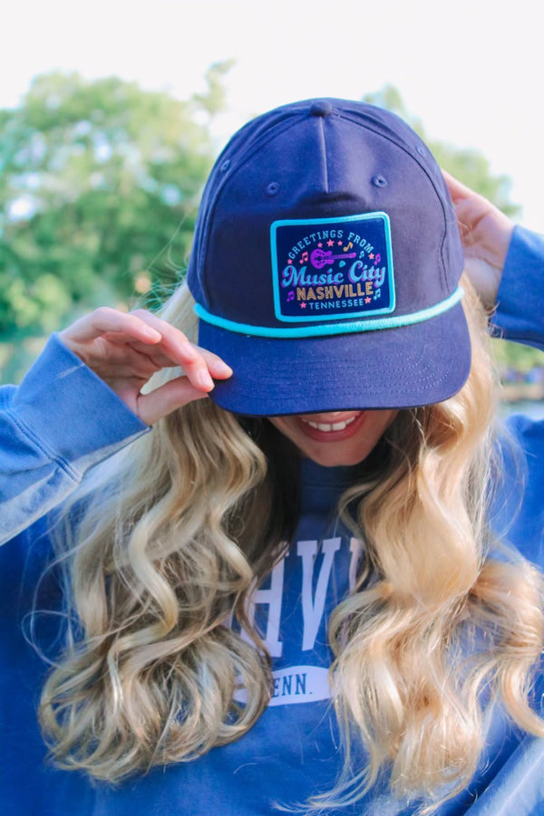Navy Music City Collage Trucker Hat - Nashville Collection